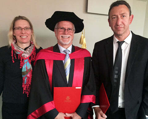 elebrating the moment with ASTech and ACROSS Director, Prof Brett Paull (right) and Andrew's partner Dr Wendy Gooley (left)